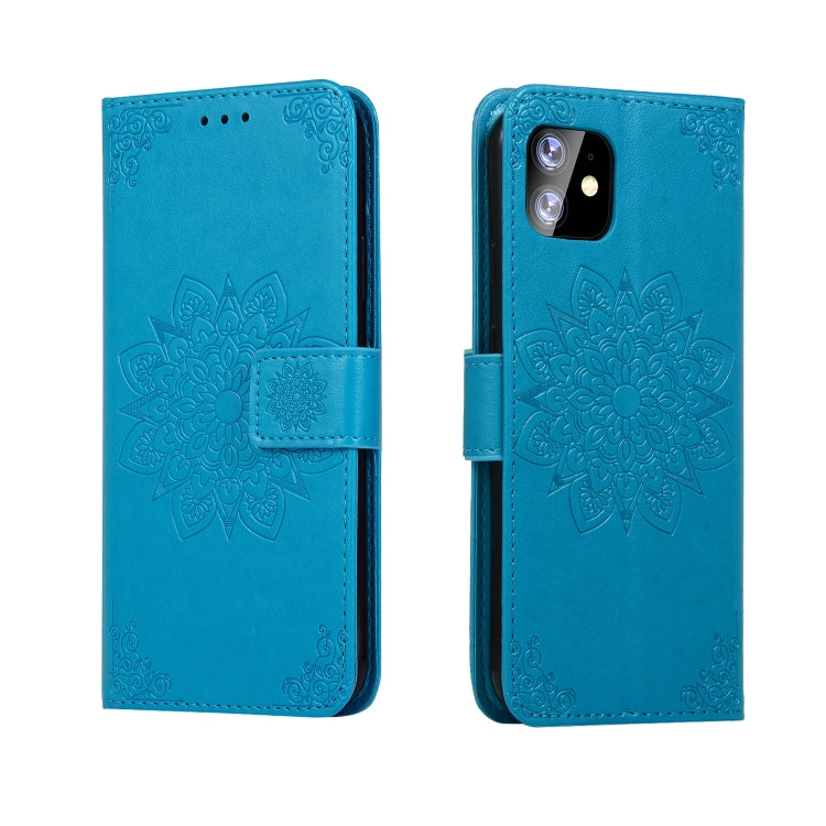 For iPhone 11 Embossed Kaleidoscope Flower Left and Right Open Leather Case, with Stand & Card Slot & Wallet