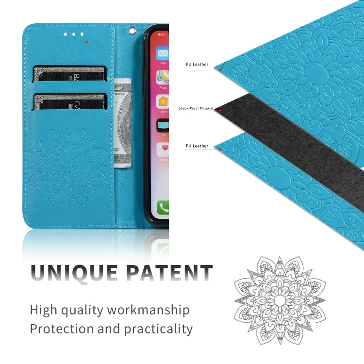 For iPhone 11 Embossed Kaleidoscope Flower Left and Right Open Leather Case, with Stand & Card Slot & Wallet