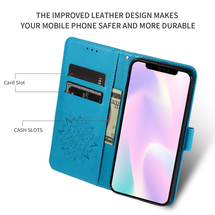 For iPhone 11 Embossed Kaleidoscope Flower Left and Right Open Leather Case, with Stand & Card Slot & Wallet