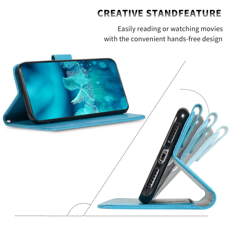 For iPhone 11 Embossed Kaleidoscope Flower Left and Right Open Leather Case, with Stand & Card Slot & Wallet