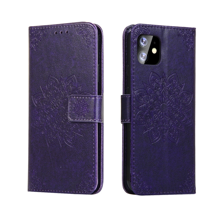For iPhone 11 Embossed Kaleidoscope Flower Left and Right Open Leather Case, with Stand & Card Slot & Wallet