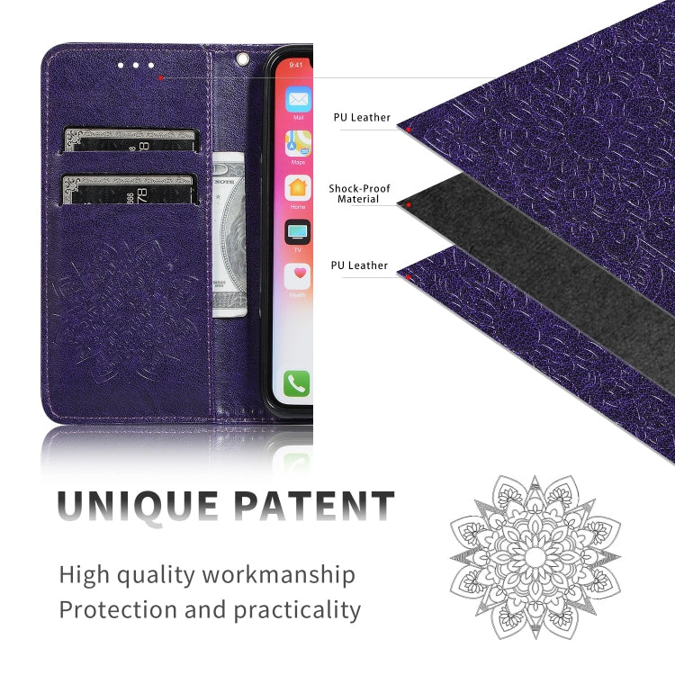 For iPhone 11 Embossed Kaleidoscope Flower Left and Right Open Leather Case, with Stand & Card Slot & Wallet