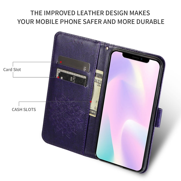 For iPhone 11 Embossed Kaleidoscope Flower Left and Right Open Leather Case, with Stand & Card Slot & Wallet