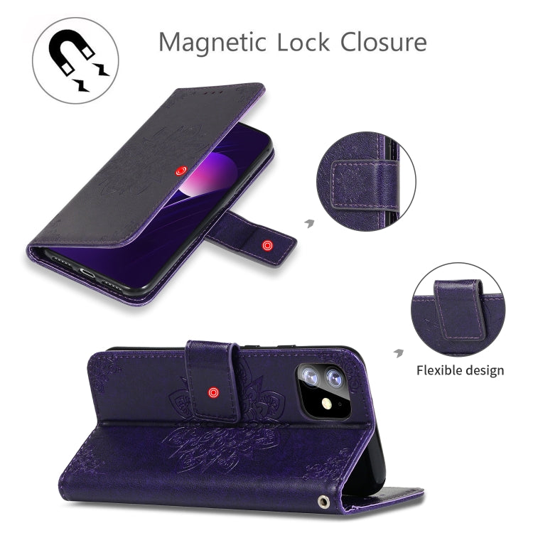 For iPhone 11 Embossed Kaleidoscope Flower Left and Right Open Leather Case, with Stand & Card Slot & Wallet