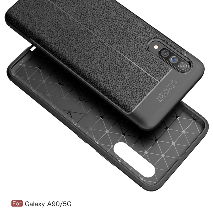 For Galaxy A90 5G Litchi Texture TPU Shockproof Case(Navy Blue)