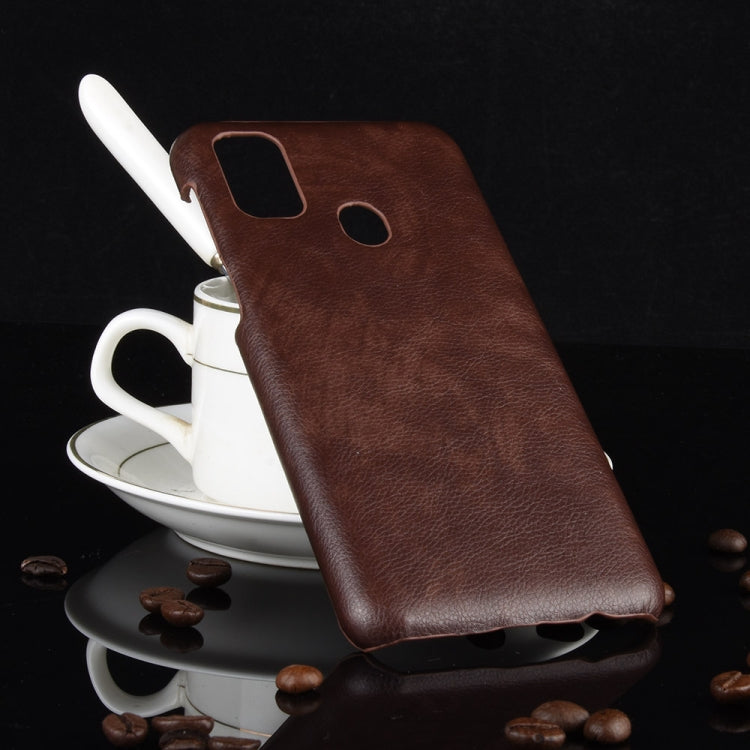 For Galaxy M30s Shockproof Litchi Texture PC + PU Case