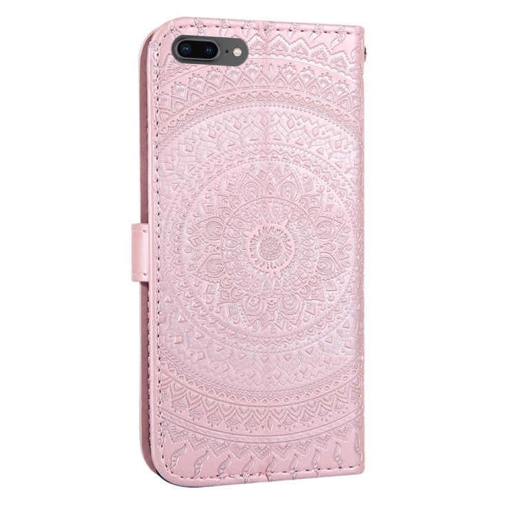For iPhone 7 Plus / 8 Plus Pressed Printing Sticking Drill Pattern Horizontal Flip PU Leather Case with Holder & Card Slots & Wallet & & Lanyard