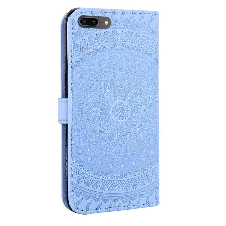 For iPhone 7 Plus / 8 Plus Pressed Printing Sticking Drill Pattern Horizontal Flip PU Leather Case with Holder & Card Slots & Wallet & & Lanyard