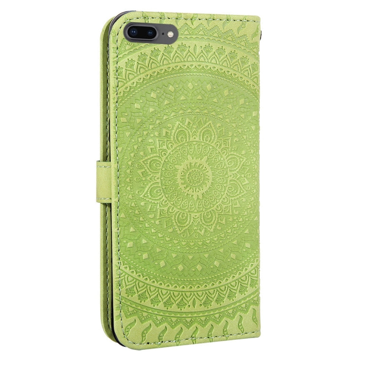 For iPhone 7 Plus / 8 Plus Pressed Printing Sticking Drill Pattern Horizontal Flip PU Leather Case with Holder & Card Slots & Wallet & & Lanyard