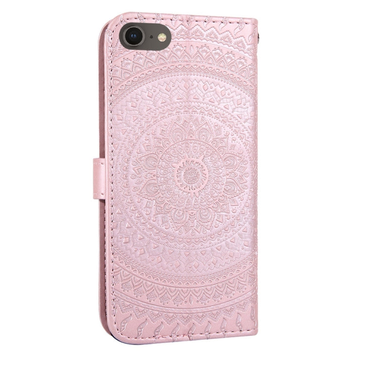 For iPhone 7 / 8 Pressed Printing Sticking Drill Pattern Horizontal Flip PU Leather Case with Holder & Card Slots & Wallet & & Lanyard
