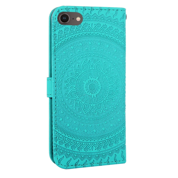 For iPhone 7 / 8 Pressed Printing Sticking Drill Pattern Horizontal Flip PU Leather Case with Holder & Card Slots & Wallet & & Lanyard