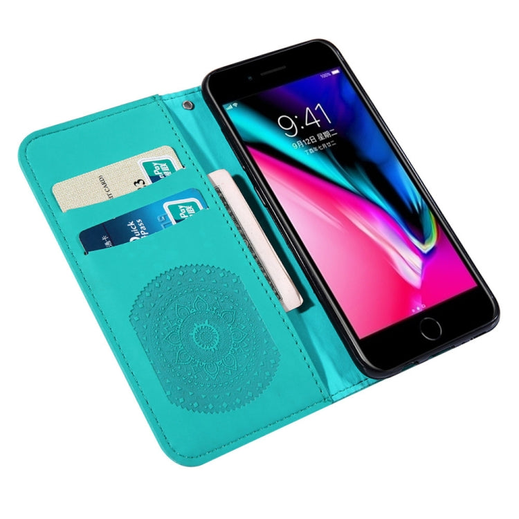 For iPhone 7 / 8 Pressed Printing Sticking Drill Pattern Horizontal Flip PU Leather Case with Holder & Card Slots & Wallet & & Lanyard