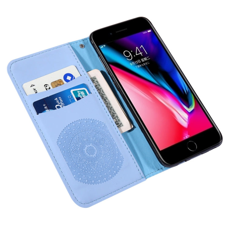For iPhone 7 / 8 Pressed Printing Sticking Drill Pattern Horizontal Flip PU Leather Case with Holder & Card Slots & Wallet & & Lanyard