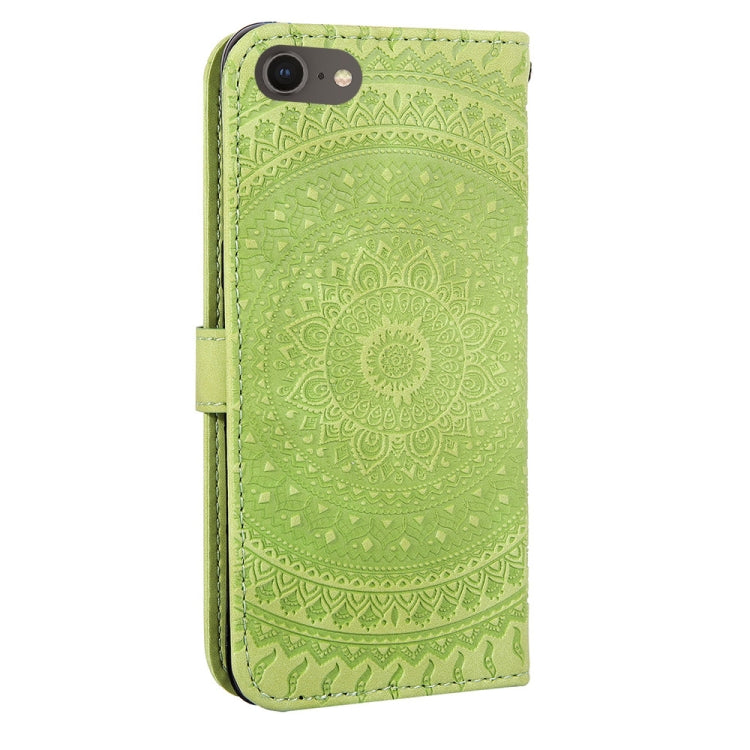 For iPhone 7 / 8 Pressed Printing Sticking Drill Pattern Horizontal Flip PU Leather Case with Holder & Card Slots & Wallet & & Lanyard