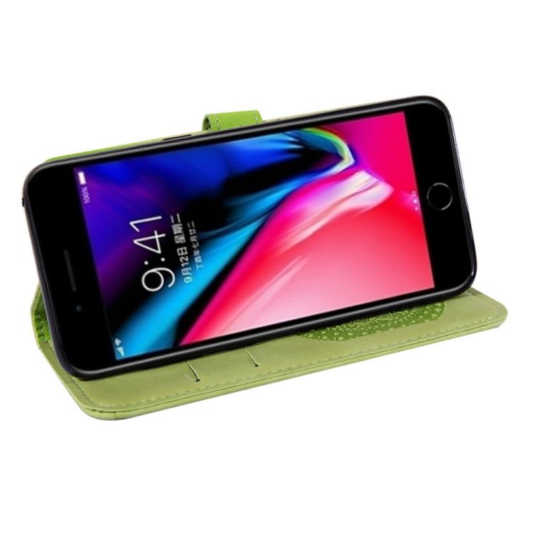 For iPhone 7 / 8 Pressed Printing Sticking Drill Pattern Horizontal Flip PU Leather Case with Holder & Card Slots & Wallet & & Lanyard