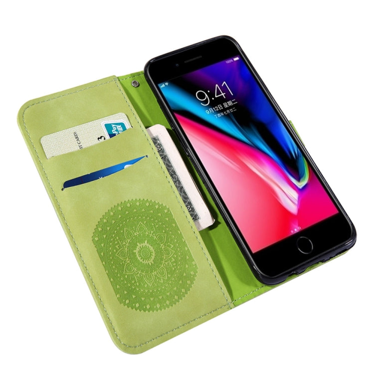 For iPhone 7 / 8 Pressed Printing Sticking Drill Pattern Horizontal Flip PU Leather Case with Holder & Card Slots & Wallet & & Lanyard