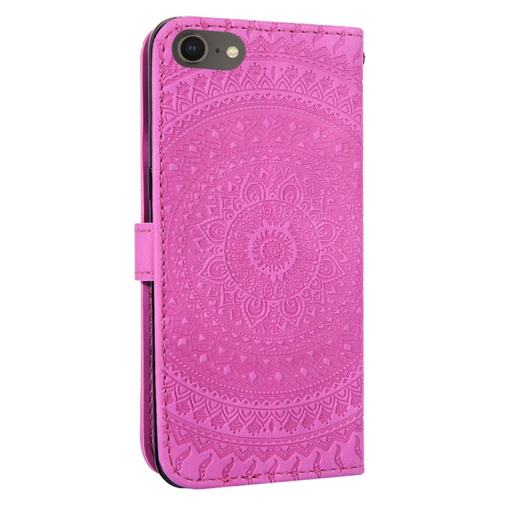 For iPhone 7 / 8 Pressed Printing Sticking Drill Pattern Horizontal Flip PU Leather Case with Holder & Card Slots & Wallet & & Lanyard