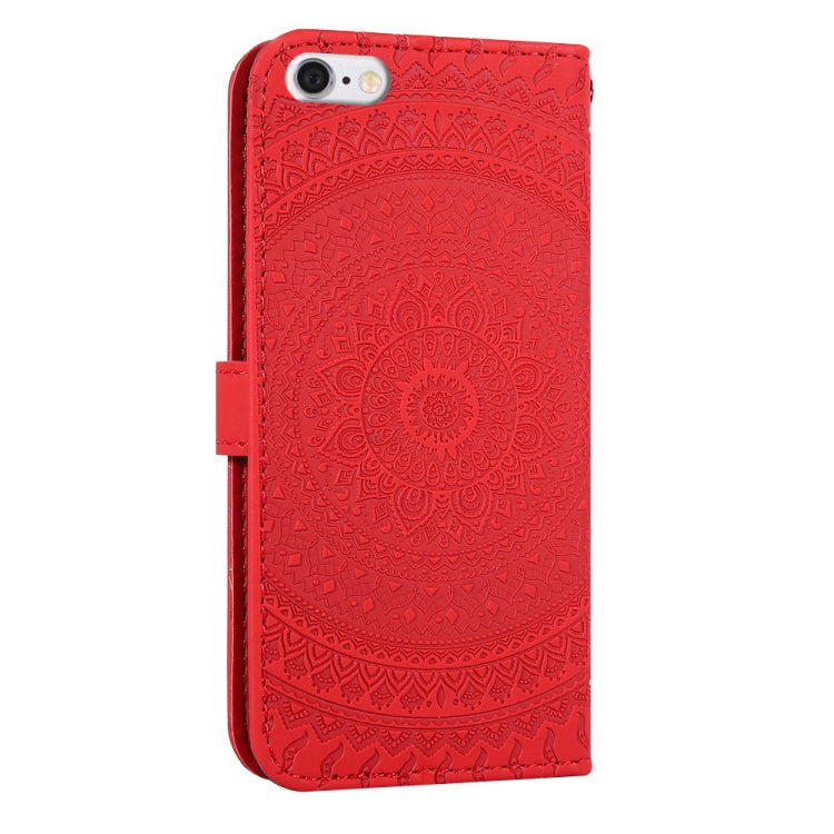 For iPhone 6 Pressed Printing Sticking Drill Pattern Horizontal Flip PU Leather Case with Holder & Card Slots & Wallet & & Lanyard