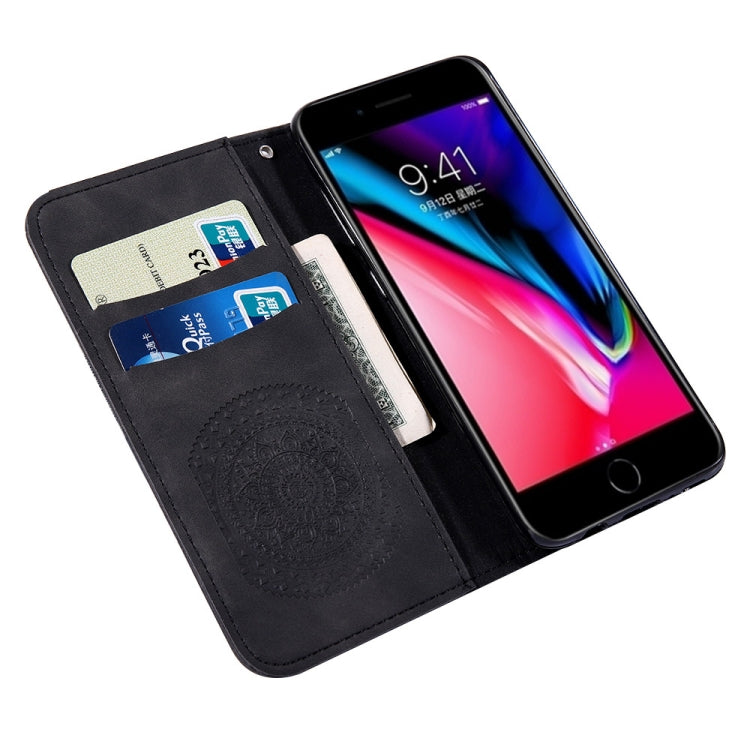 For iPhone  6 Plus Pressed Printing Sticking Drill Pattern Horizontal Flip PU Leather Case with Holder & Card Slots & Wallet & & Lanyard