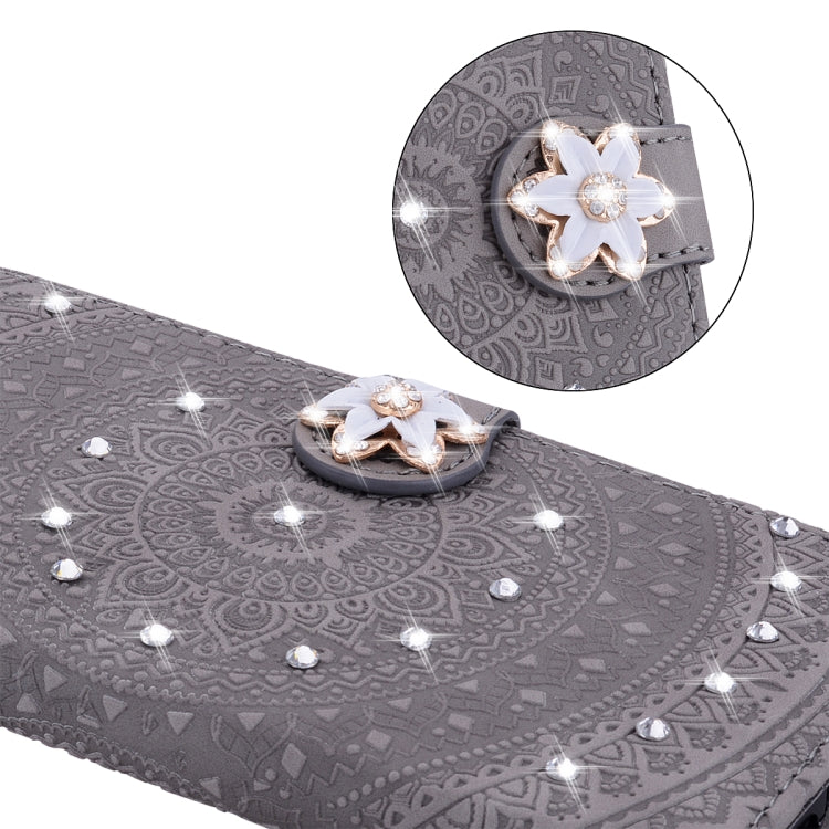 For iPhone 11  Pressed Printing Sticking Drill Pattern Horizontal Flip PU Leather Case with Holder & Card Slots & Wallet & & Lanyard