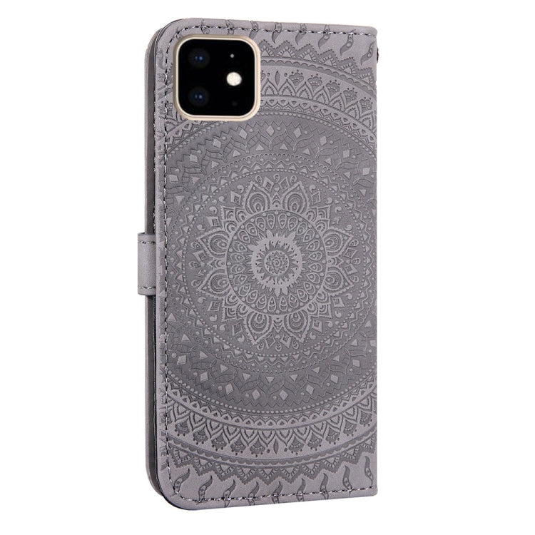 For iPhone 11  Pressed Printing Sticking Drill Pattern Horizontal Flip PU Leather Case with Holder & Card Slots & Wallet & & Lanyard