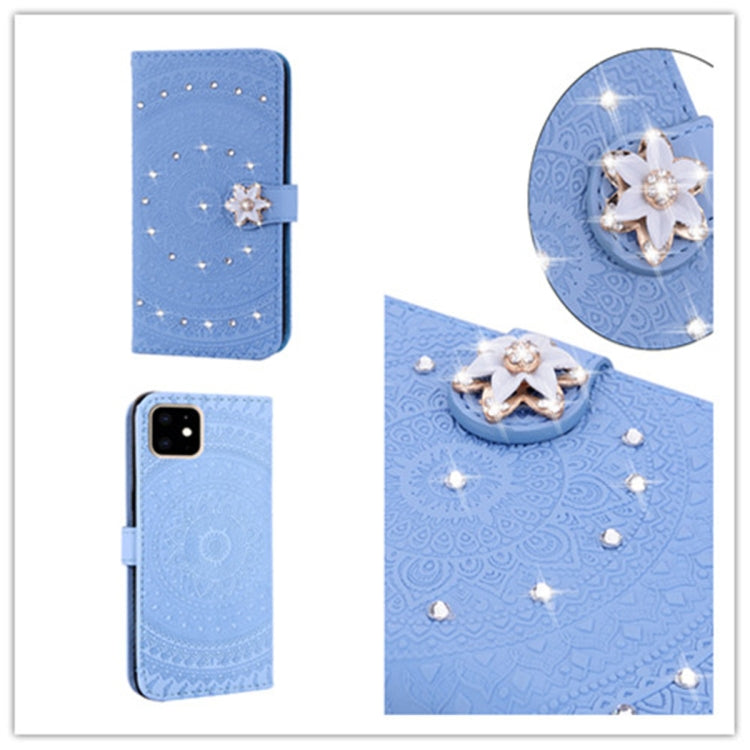 For iPhone 11  Pressed Printing Sticking Drill Pattern Horizontal Flip PU Leather Case with Holder & Card Slots & Wallet & & Lanyard