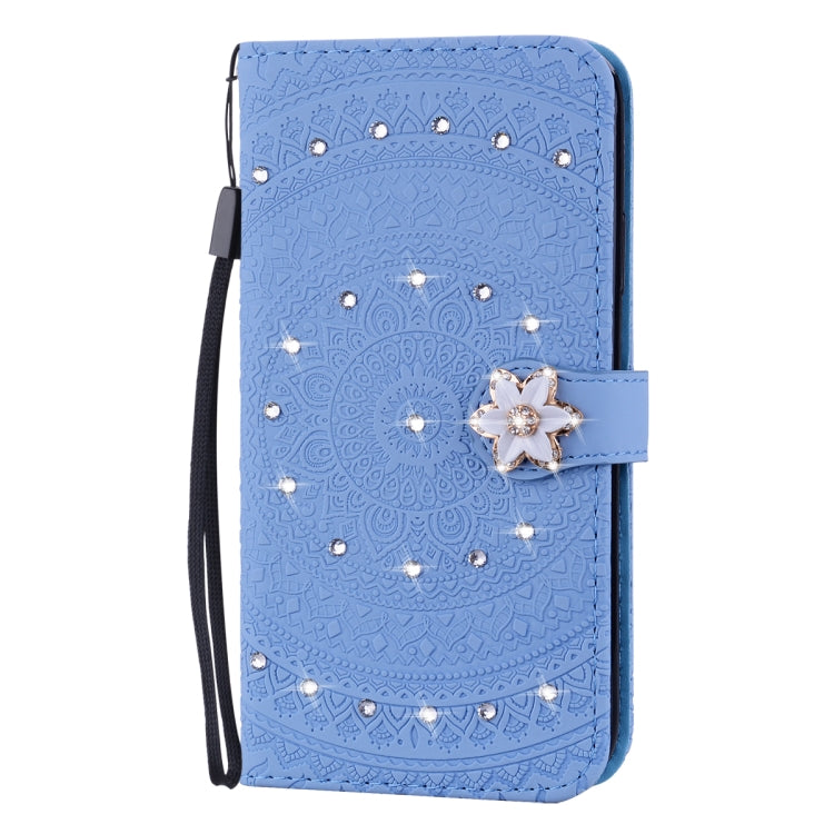 For iPhone 11  Pressed Printing Sticking Drill Pattern Horizontal Flip PU Leather Case with Holder & Card Slots & Wallet & & Lanyard