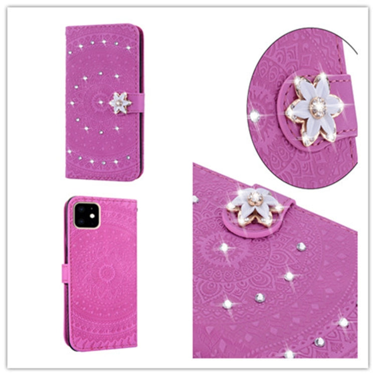 For iPhone 11  Pressed Printing Sticking Drill Pattern Horizontal Flip PU Leather Case with Holder & Card Slots & Wallet & & Lanyard