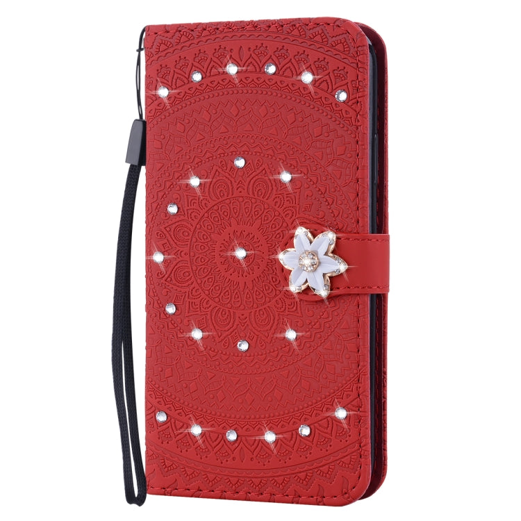 For iPhone 11  Pressed Printing Sticking Drill Pattern Horizontal Flip PU Leather Case with Holder & Card Slots & Wallet & & Lanyard