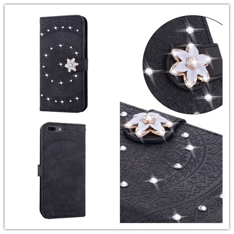 For iPhone 11  Pressed Printing Sticking Drill Pattern Horizontal Flip PU Leather Case with Holder & Card Slots & Wallet & & Lanyard