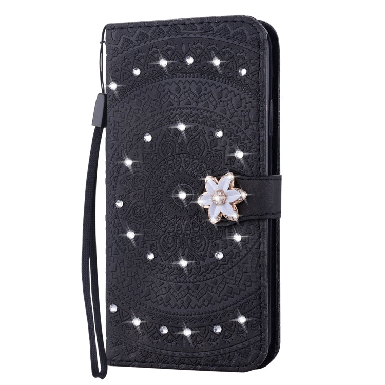 For iPhone 11  Pressed Printing Sticking Drill Pattern Horizontal Flip PU Leather Case with Holder & Card Slots & Wallet & & Lanyard