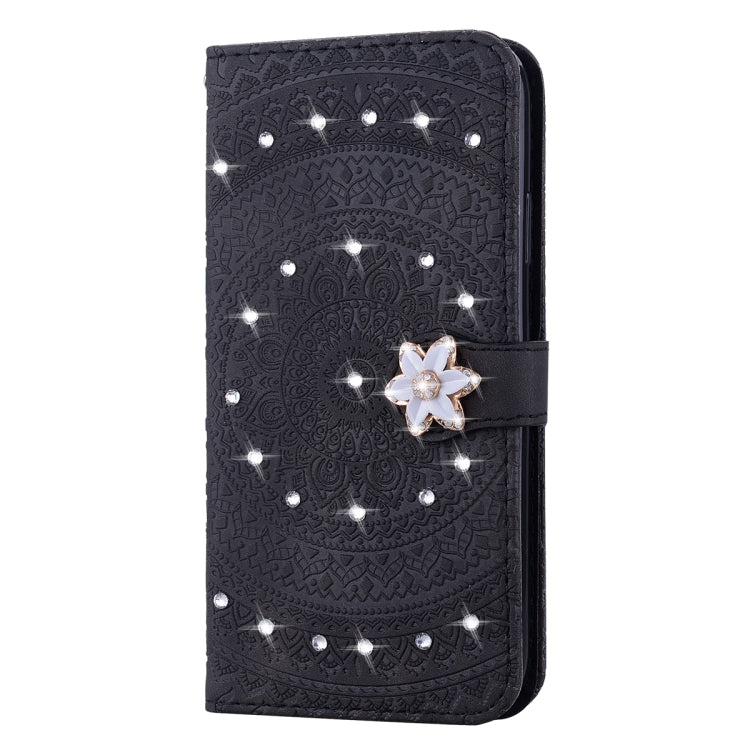 For iPhone 11  Pressed Printing Sticking Drill Pattern Horizontal Flip PU Leather Case with Holder & Card Slots & Wallet & & Lanyard