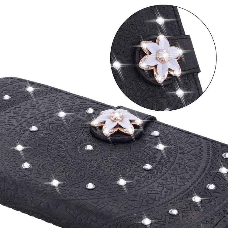For iPhone 11  Pressed Printing Sticking Drill Pattern Horizontal Flip PU Leather Case with Holder & Card Slots & Wallet & & Lanyard