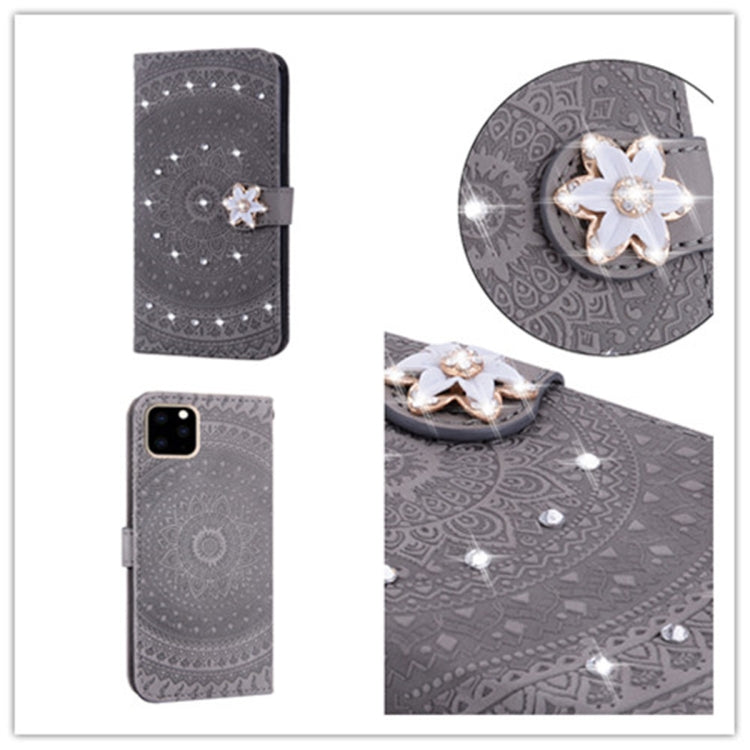 For iPhone 11 Pro Max For iPhone  11 Pro Max Pressed Printing Sticking Drill Pattern Horizontal Flip PU Leather Case with Holder & Card Slots & Wallet & & Lanyard