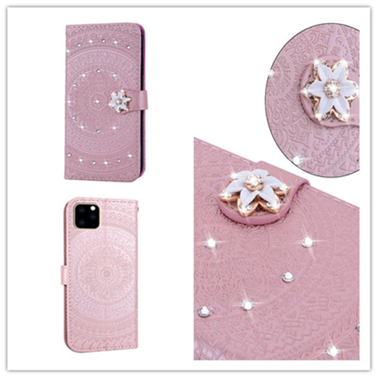 For iPhone 11 Pro Max For iPhone  11 Pro Max Pressed Printing Sticking Drill Pattern Horizontal Flip PU Leather Case with Holder & Card Slots & Wallet & & Lanyard