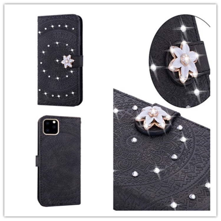 For iPhone 11 Pro Max For iPhone  11 Pro Max Pressed Printing Sticking Drill Pattern Horizontal Flip PU Leather Case with Holder & Card Slots & Wallet & & Lanyard