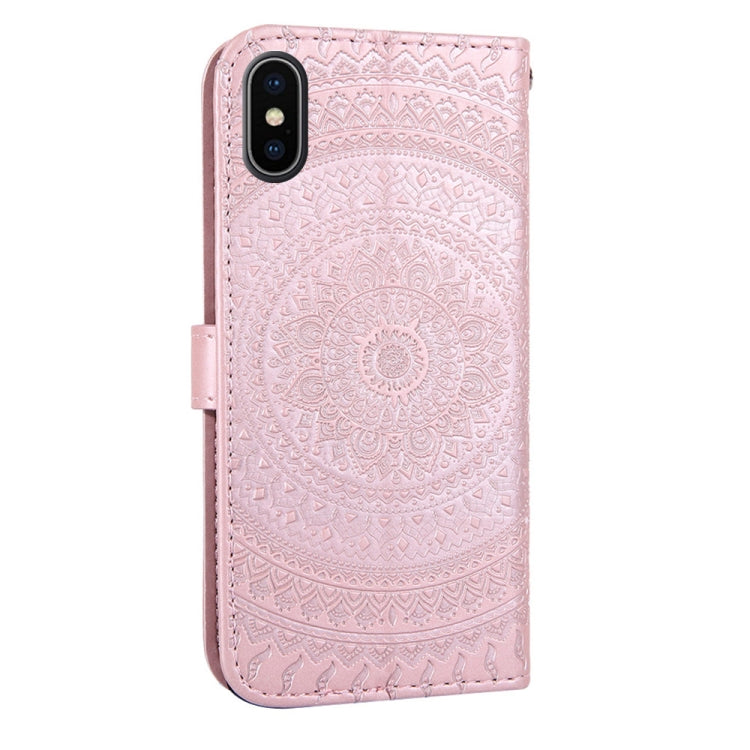 For iPhone  X Pressed Printing Sticking Drill Pattern Horizontal Flip PU Leather Case with Holder & Card Slots & Wallet & & Lanyard