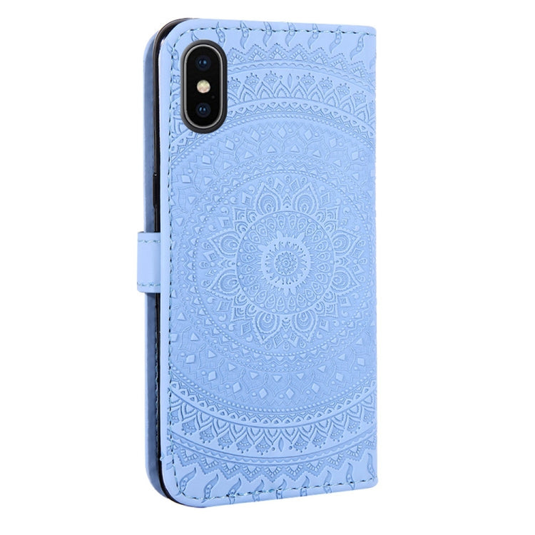 For iPhone  X Pressed Printing Sticking Drill Pattern Horizontal Flip PU Leather Case with Holder & Card Slots & Wallet & & Lanyard