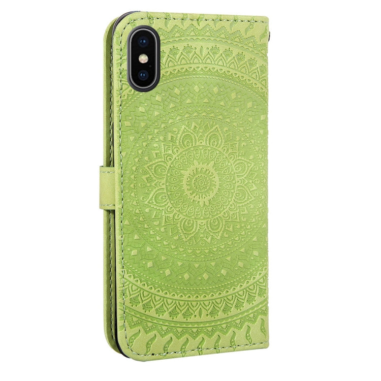 For iPhone  X Pressed Printing Sticking Drill Pattern Horizontal Flip PU Leather Case with Holder & Card Slots & Wallet & & Lanyard