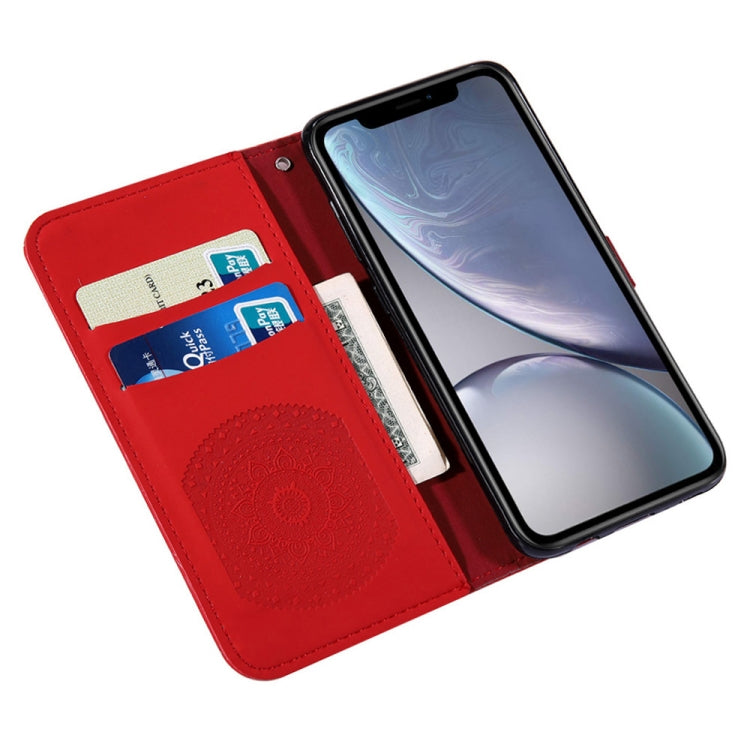 For iPhone XR Pressed Printing Sticking Drill Pattern Horizontal Flip PU Leather Case with Holder & Card Slots & Wallet & Lanyard