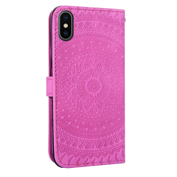 For iPhone XS Max Pressed Printing Sticking Drill Pattern Horizontal Flip PU Leather Case with Holder & Card Slots & Wallet & & Lanyard