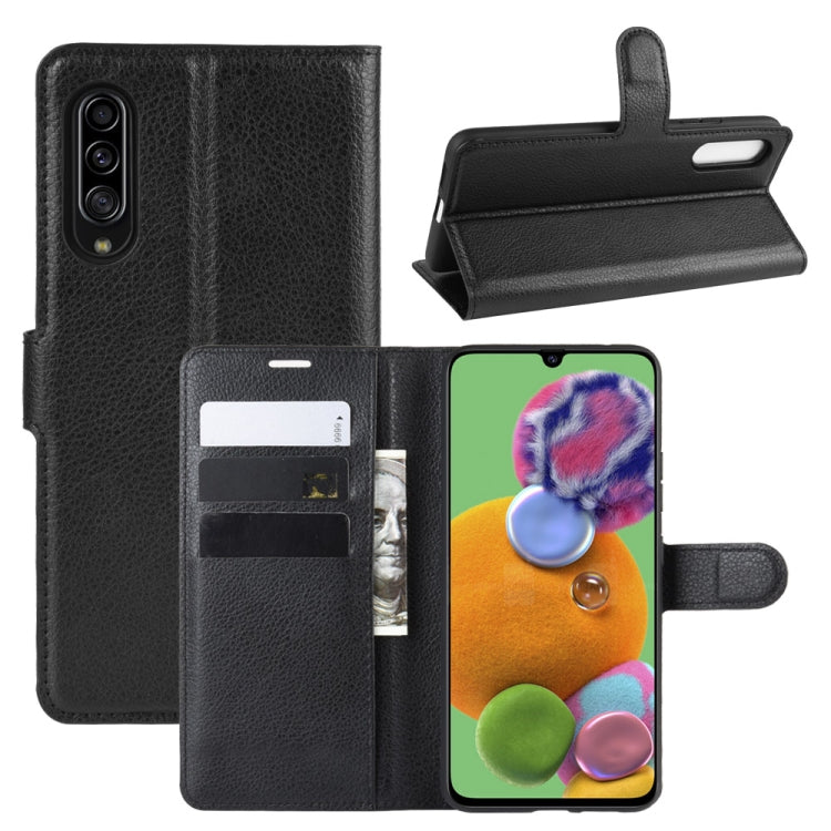 For Galaxy A90 5G Litchi Texture Horizontal Flip Leather Case with Wallet & Holder & Card Slots