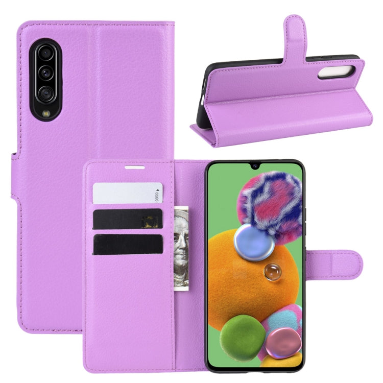 For Galaxy A90 5G Litchi Texture Horizontal Flip Leather Case with Wallet & Holder & Card Slots