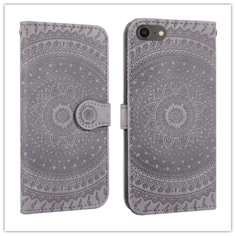 For iPhone SE 2020 & 8 & 7 Pressed Printing Pattern Horizontal Flip PU Leather Case , with Holder & Card Slots & Wallet & & Lanyard