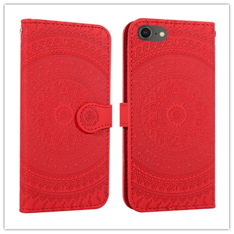 For iPhone SE 2020 & 8 & 7 Pressed Printing Pattern Horizontal Flip PU Leather Case , with Holder & Card Slots & Wallet & & Lanyard