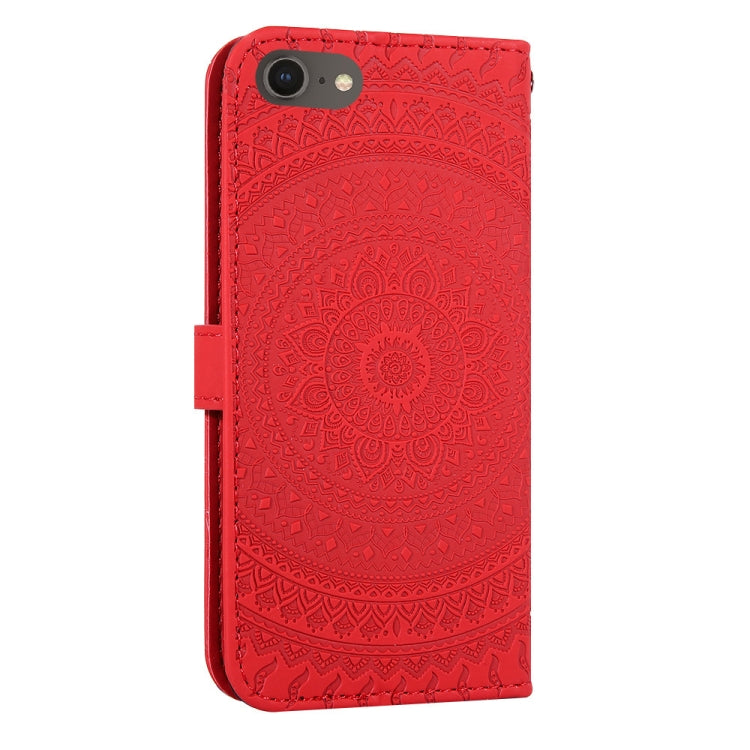 For iPhone SE 2020 & 8 & 7 Pressed Printing Pattern Horizontal Flip PU Leather Case , with Holder & Card Slots & Wallet & & Lanyard