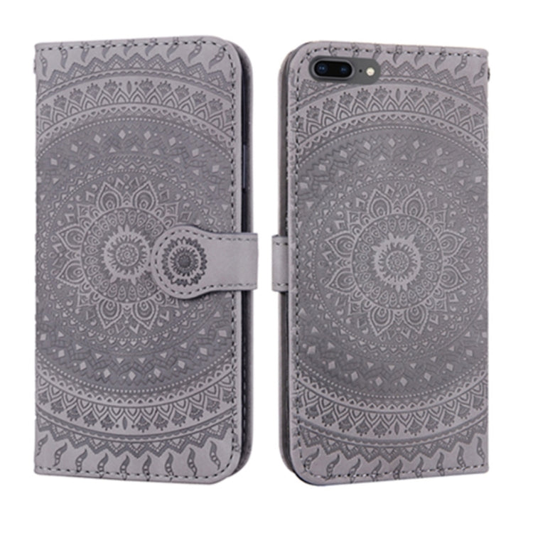 For iPhone 7 Plus & 8 Plus Pressed Printing Pattern Horizontal Flip PU Leather Case , with Holder & Card Slots & Wallet & & Lanyard