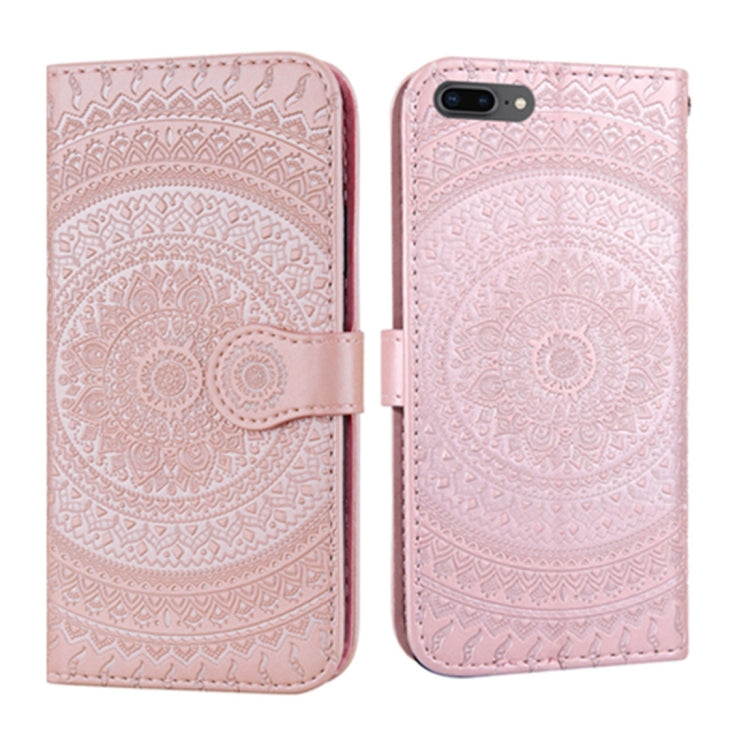 For iPhone 7 Plus & 8 Plus Pressed Printing Pattern Horizontal Flip PU Leather Case , with Holder & Card Slots & Wallet & & Lanyard