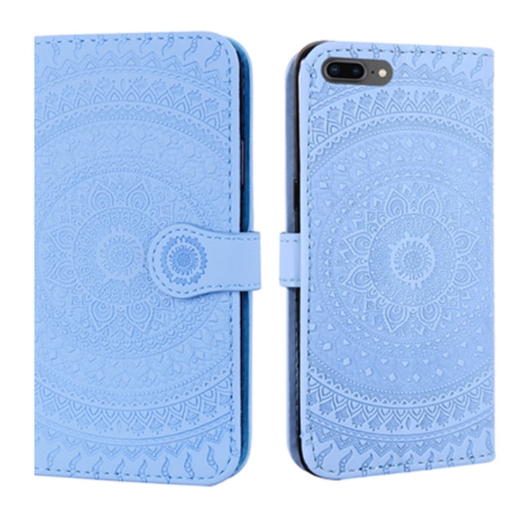 For iPhone 7 Plus & 8 Plus Pressed Printing Pattern Horizontal Flip PU Leather Case , with Holder & Card Slots & Wallet & & Lanyard