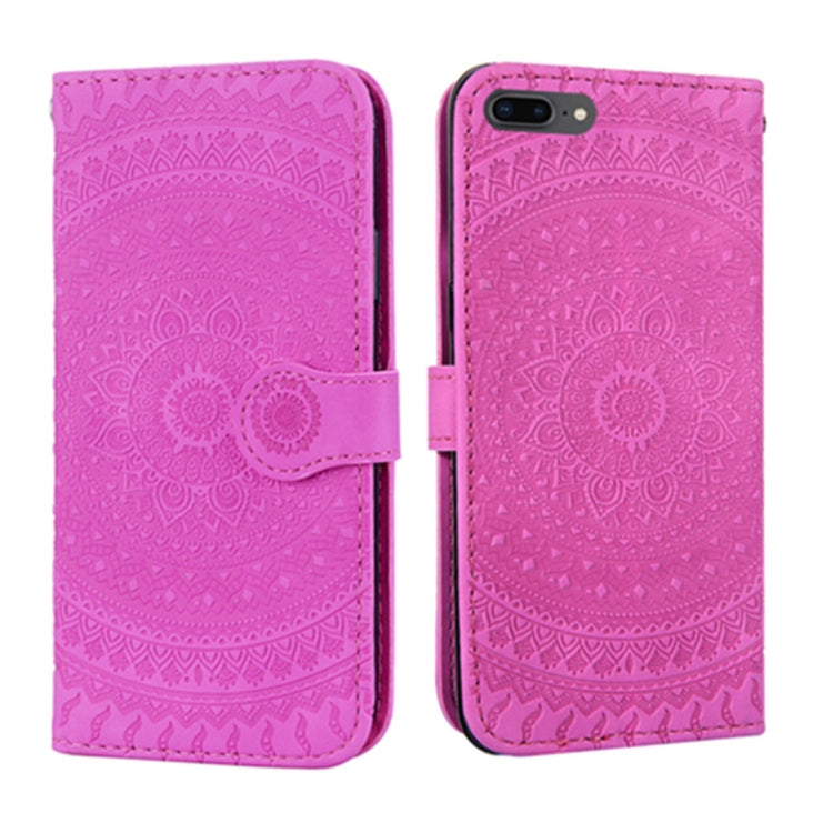 For iPhone 7 Plus & 8 Plus Pressed Printing Pattern Horizontal Flip PU Leather Case , with Holder & Card Slots & Wallet & & Lanyard